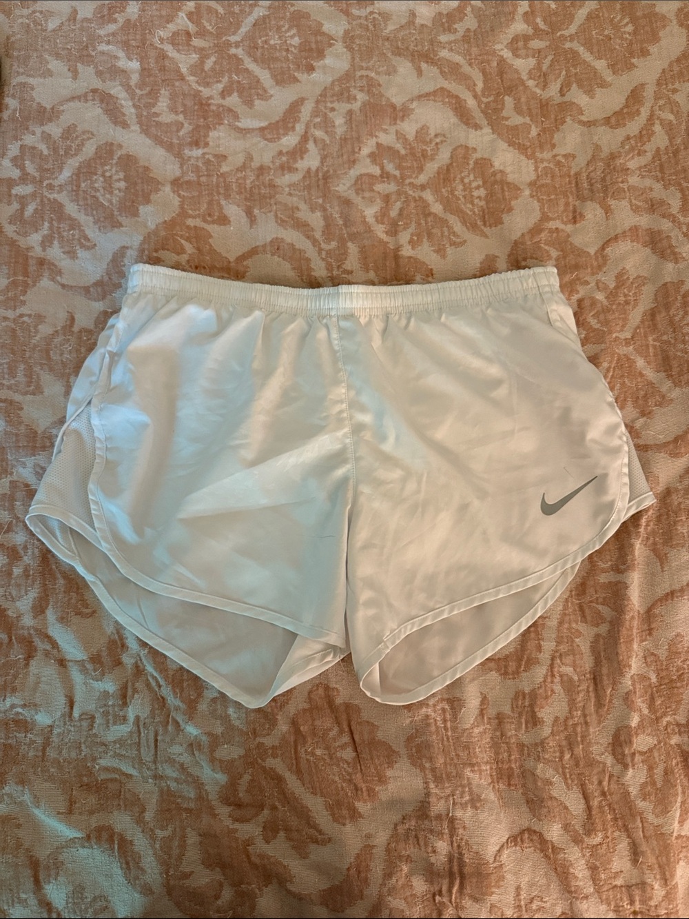 Nike White Women's Athletic Running Shorts with Reflective Swoosh